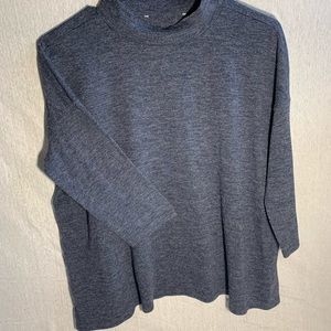 Mock Turtle Neck Blue Shirt